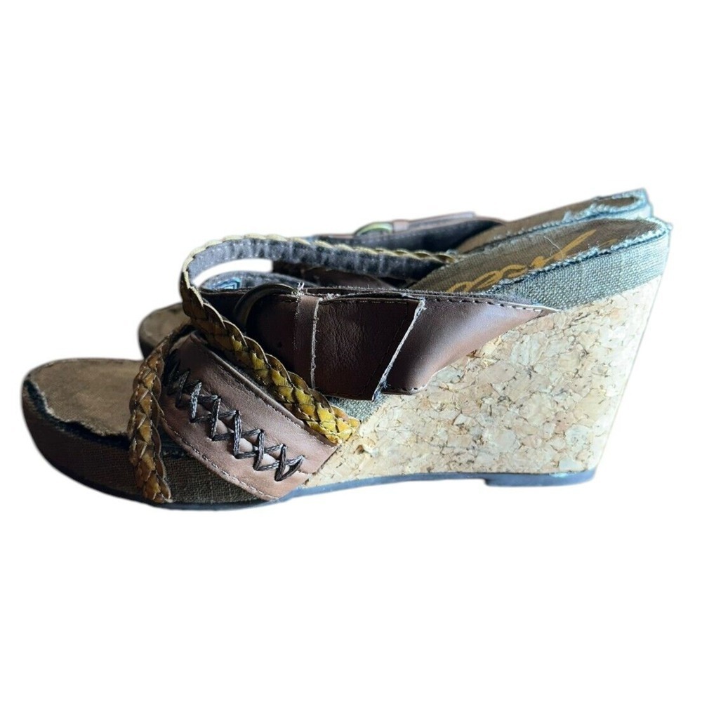 Skechers Women's Wedge Sandals Heels Shoes‎ Chocolate Brown Braided Cork Size 6
